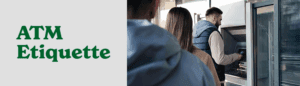 People standing in line at an ATM machine