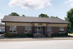 Exterior entrance to the United Fidelity Bank Cowden Banking Center in Central Illinois