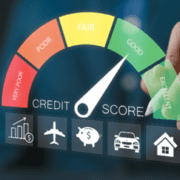 Digital credit score meter reaching the "Excellent" mark, symbolizing financial confidence and goal achievement.