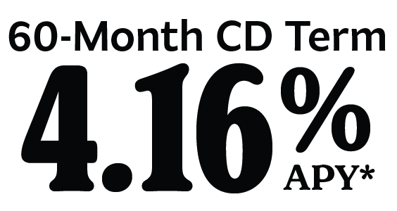 60-Month CD Term is 4.16% APY*